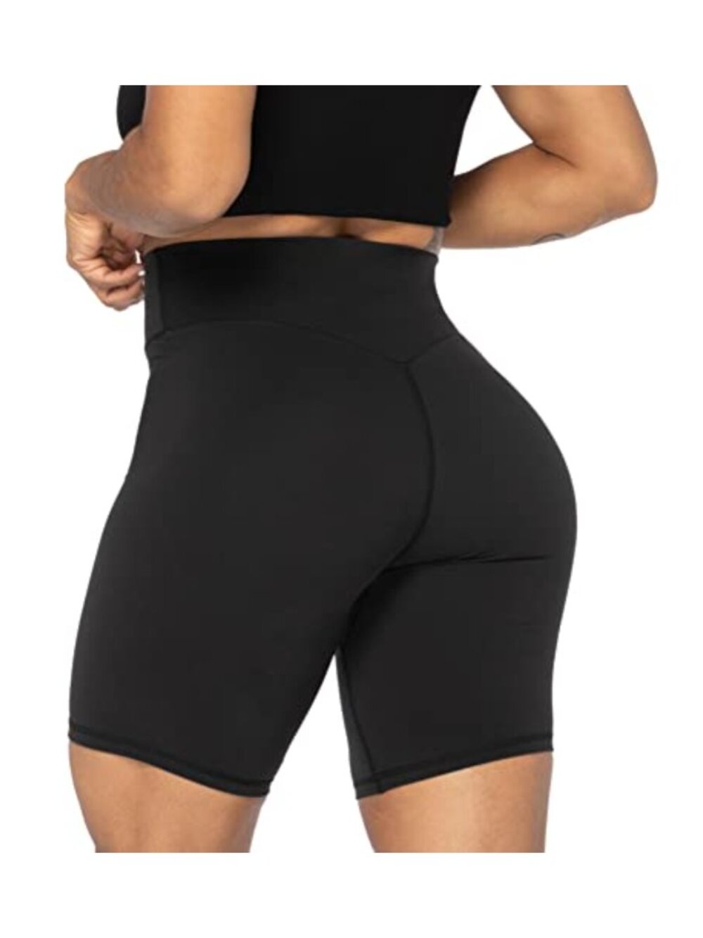 High Waist Biker Shorts No Front Seam Soft Yoga Workout Gym Tummy Control Squat